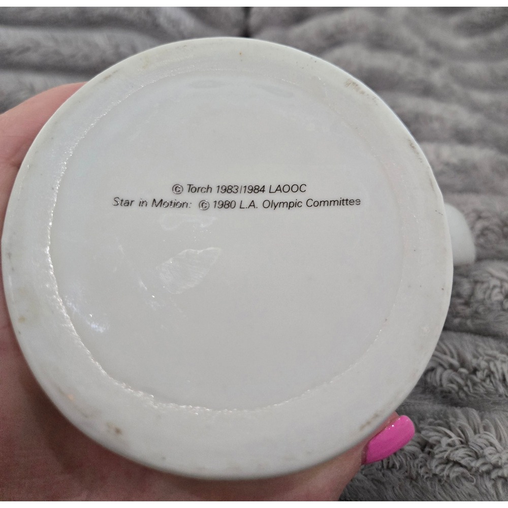 Vintage 1984 Los Angeles Olympics LA84 Torch Ceramic Mug Stein White Collectible - Picture 5 of 8